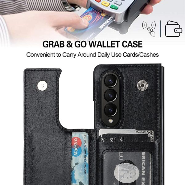 Double Buckle Foldable Phone Case with Pen Slot - Red - Image 12