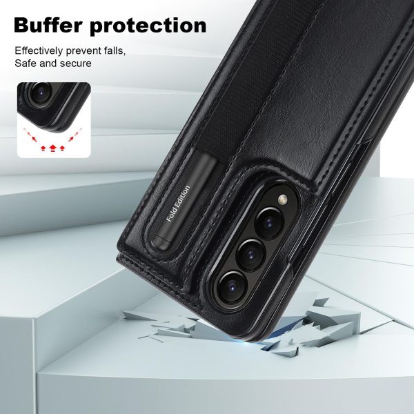 Double Buckle Foldable Phone Case with Pen Slot - Red - Image 13