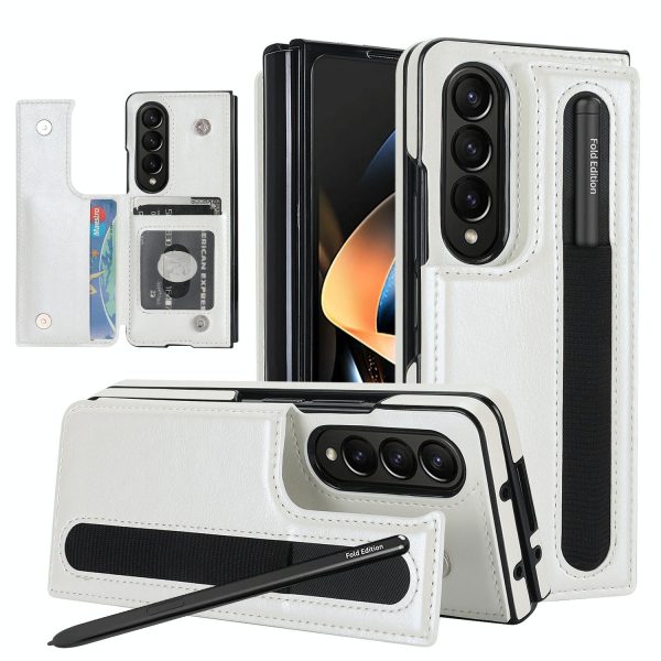 Double Buckle Foldable Phone Case with Pen Slot - Red - Image 14
