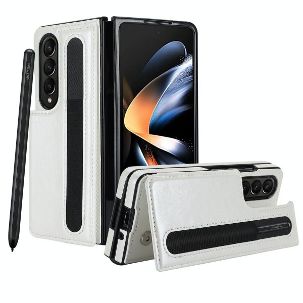 Double Buckle Foldable Phone Case with Pen Slot - Red - Image 15