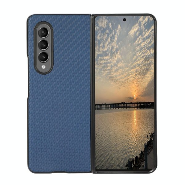 For Samsung Galaxy z Fold4 5G Carbon Fiber Texture Leather Phone Case - Pu Material - Blue - Image 2