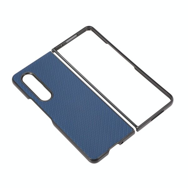 For Samsung Galaxy z Fold4 5G Carbon Fiber Texture Leather Phone Case - Pu Material - Blue - Image 3