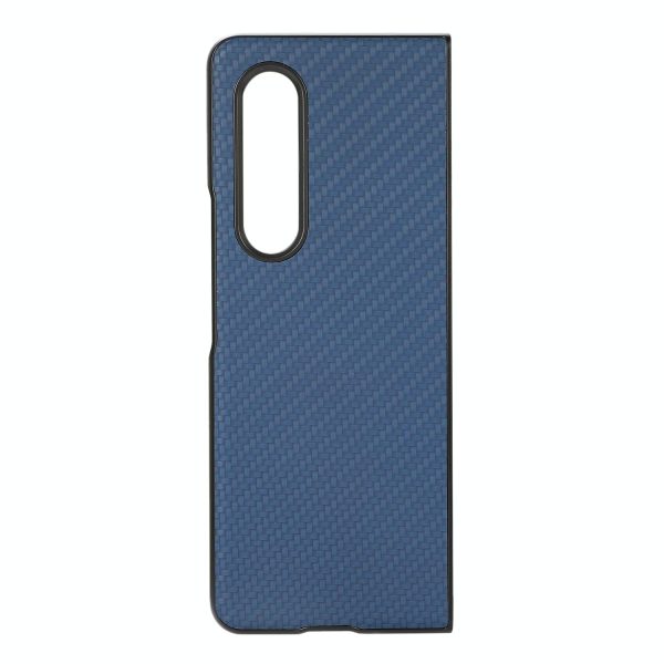 For Samsung Galaxy z Fold4 5G Carbon Fiber Texture Leather Phone Case - Pu Material - Blue - Image 4
