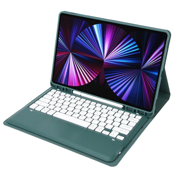 Detachable Bluetooth Keyboard Leather Case For Ipad Pro 12.9 2021 / 2020 / 2018 With Pen Slot - Dark Green - Image 14