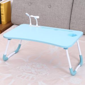 Portable Folding Desk with Fan & Lamp - Compact Design - Sky Blue - Image 1