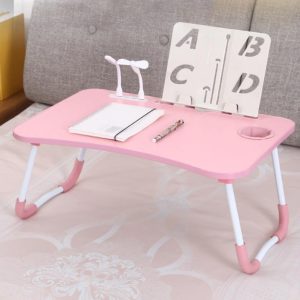 Portable Folding Desk with Fan & Lamp - Compact Design - Sky Blue - Image 2