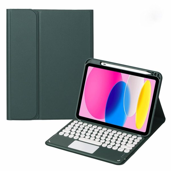 2022 Ipad 10.9 Touch Keyboard Leather Case With Pen Slot - Dark Green - Image 2