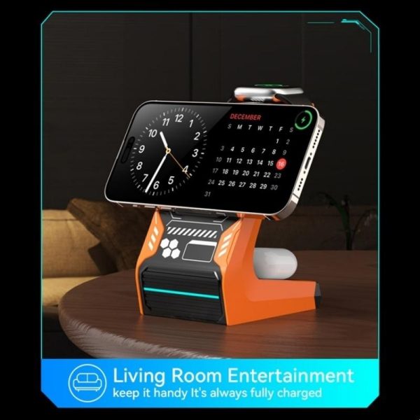 3 In 1 Wireless Charger For Mobile Phone And Earphones - Grey - Image 9