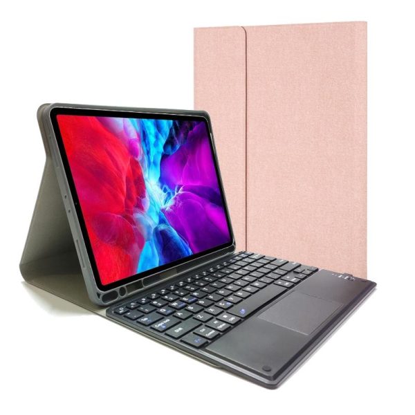 Bluetooth Keyboard Tablet Case For Ipad Pro 11 - Detachable Touch Leather Holder Pen Slot - Rose Gold - Image 14