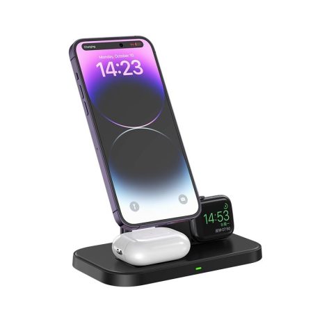 3 In 1 Magnetic Wireless Charger For Iphone & Airpods - Black