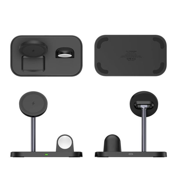 3 In 1 Magnetic Wireless Charger For Iphone & Airpods - Black - Image 4