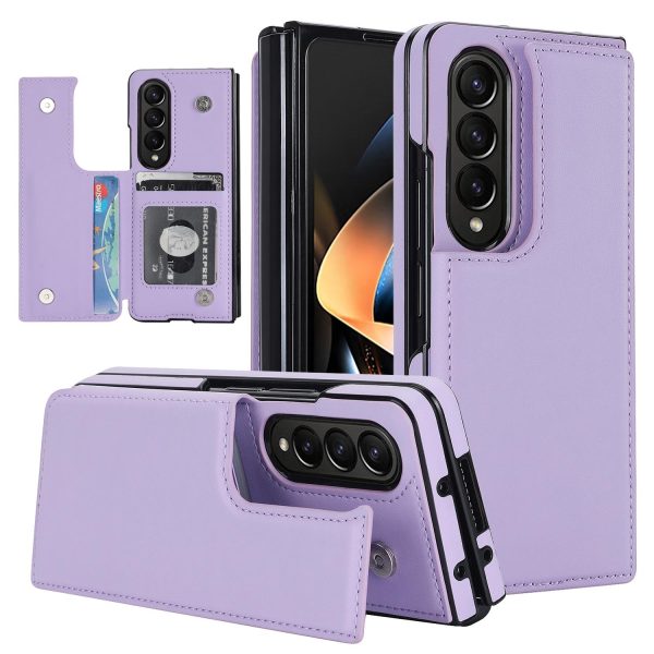 For Samsung Galaxy z Fold4 5G Foldable Phone Case with Double Buckle Card Slot - Red - Image 2