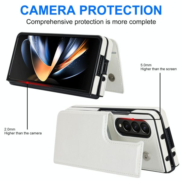 For Samsung Galaxy z Fold4 5G Foldable Phone Case with Double Buckle Card Slot - Red - Image 4