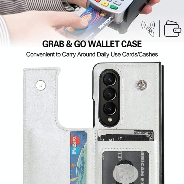 For Samsung Galaxy z Fold4 5G Foldable Phone Case with Double Buckle Card Slot - Red - Image 6