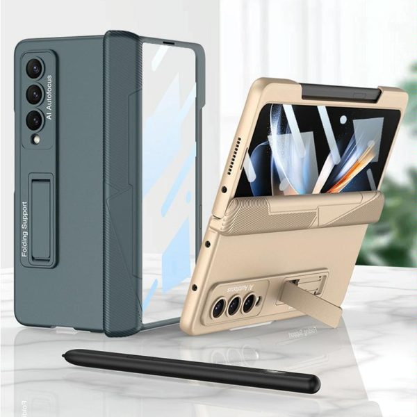 Foldable Phone Case with Magnetic Closure and Pen Slot for Samsung Galaxy z Fold 4 - Compact and Convenient - Wine Red - Image 3