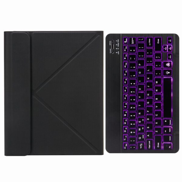 Bluetooth Keyboard Leather Case For Ipad 10.2 / 10.5 With Monochrome Backlight & Three-Fold Holder - Purple - Image 14