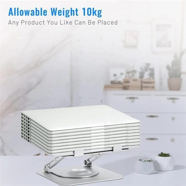 360 Degree Rotating Laptop Stand - Foldable Aluminum Bracket - Gray - Image 7