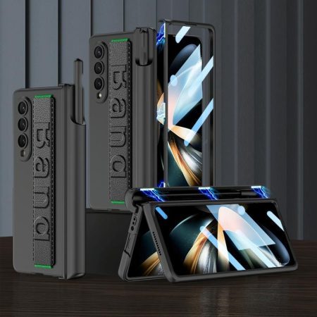 Samsung Galaxy z Fold 4 Shockproof Magnetic Fold Case with Wrist Strap - Black