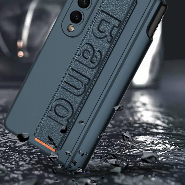 Samsung Galaxy z Fold 4 Shockproof Magnetic Fold Case with Wrist Strap - Black - Image 4