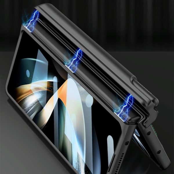 Samsung Galaxy z Fold 4 Shockproof Magnetic Fold Case with Wrist Strap - Black - Image 6
