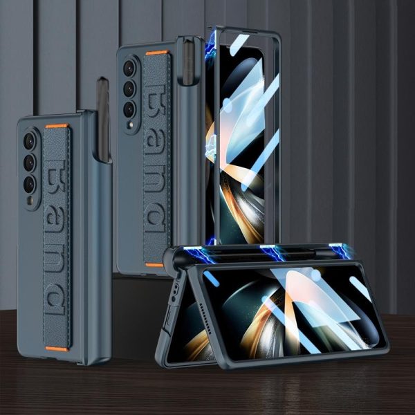 Samsung Galaxy z Fold 4 Shockproof Magnetic Fold Case with Wrist Strap - Black - Image 9