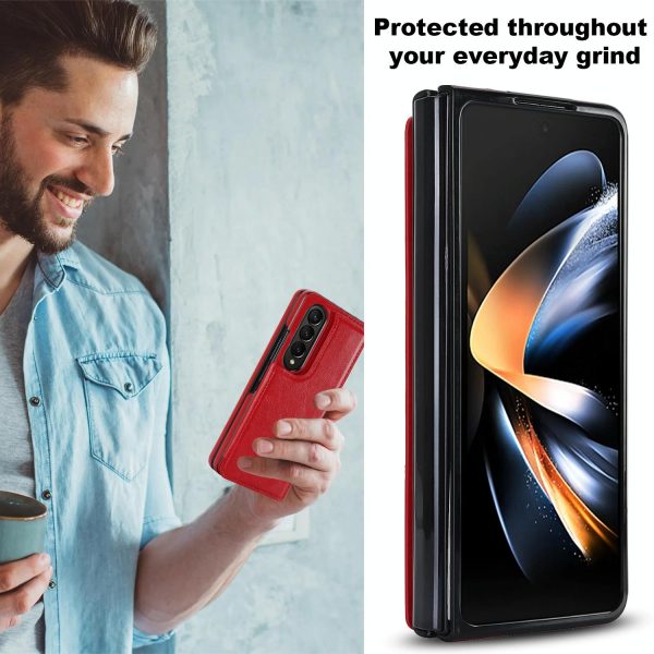 Full Coverage Double Buckle Phone Case for Samsung Galaxy z Fold 4 - Rose Gold - Image 3