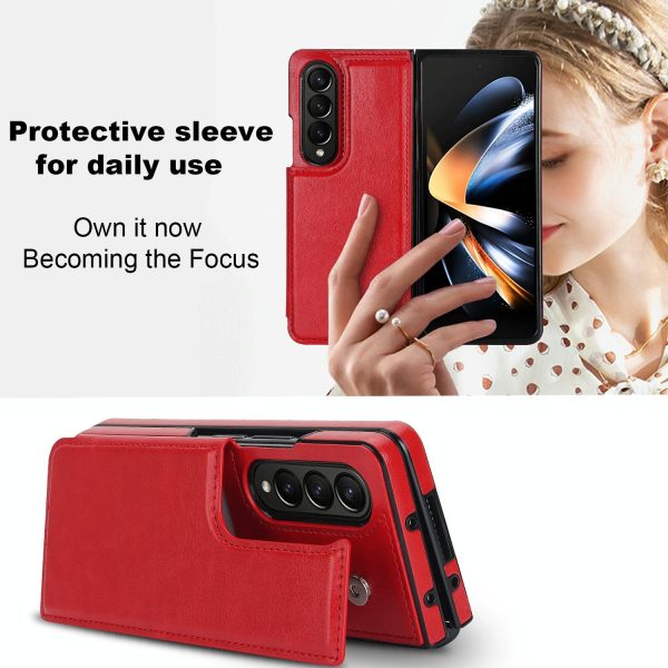 Full Coverage Double Buckle Phone Case for Samsung Galaxy z Fold 4 - Rose Gold - Image 6