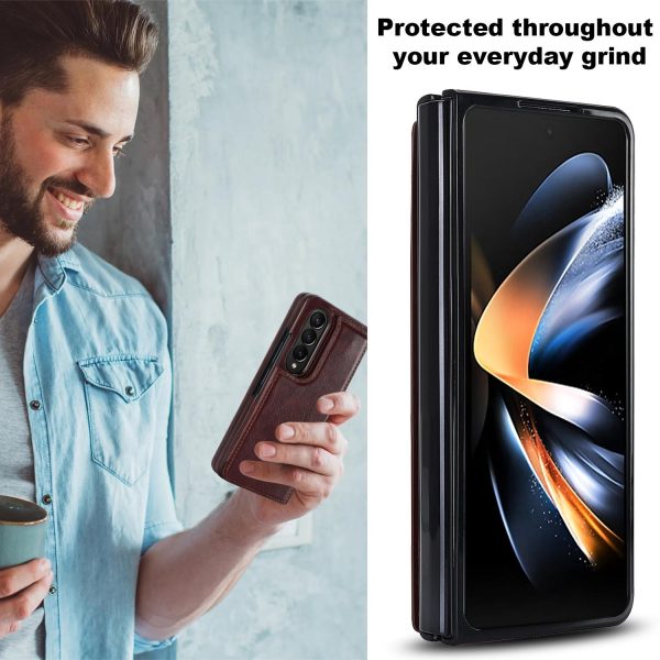 Full Coverage Double Buckle Phone Case for Samsung Galaxy z Fold 4 - Rose Gold - Image 10