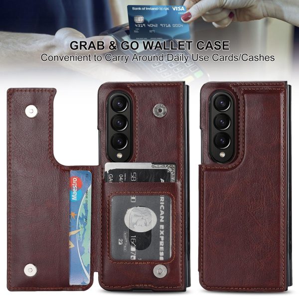 Full Coverage Double Buckle Phone Case for Samsung Galaxy z Fold 4 - Rose Gold - Image 11