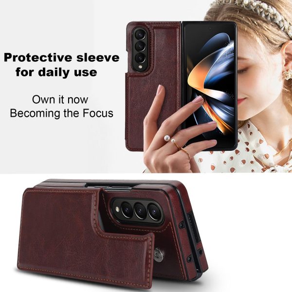 Full Coverage Double Buckle Phone Case for Samsung Galaxy z Fold 4 - Rose Gold - Image 13