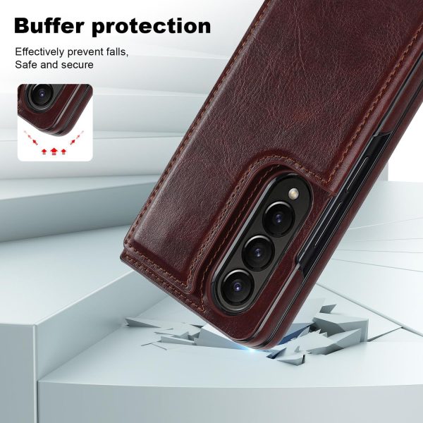 Full Coverage Double Buckle Phone Case for Samsung Galaxy z Fold 4 - Rose Gold - Image 14