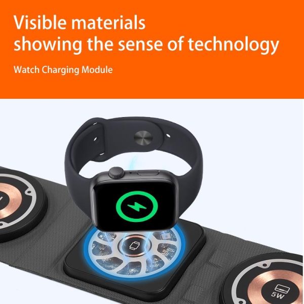 3 In 1 Portable Magsafe Wireless Charger - Orange - Image 6