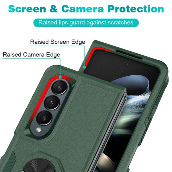 Galaxy z Fold 4 Tpu Shockproof Case with Ring - 2 in 1 Design - Silver - Image 3