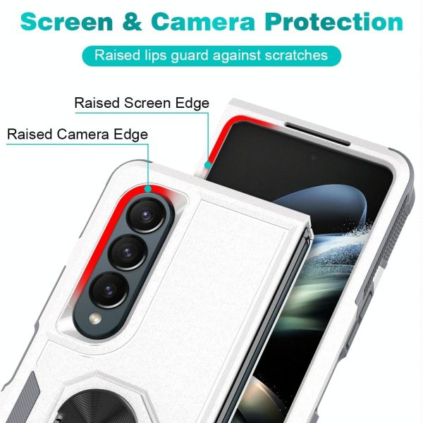 Galaxy z Fold 4 Tpu Shockproof Case with Ring - 2 in 1 Design - Silver - Image 8