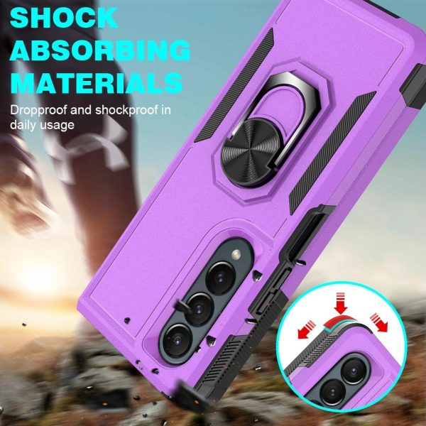 Galaxy z Fold 4 Tpu Shockproof Case with Ring - 2 in 1 Design - Silver - Image 12