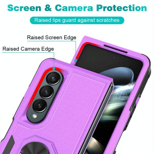Galaxy z Fold 4 Tpu Shockproof Case with Ring - 2 in 1 Design - Silver - Image 13