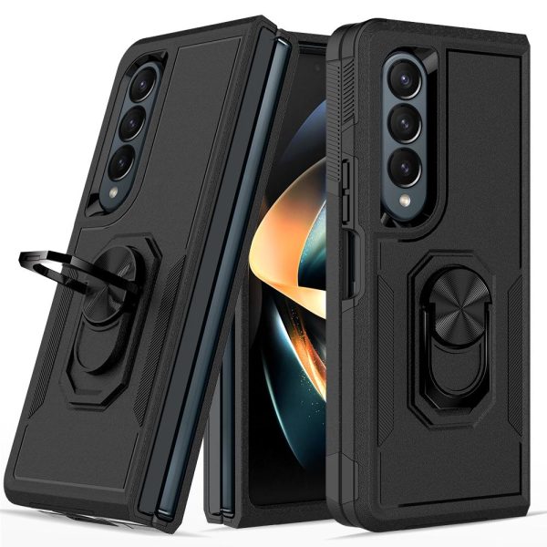 Galaxy z Fold 4 Tpu Shockproof Case with Ring - 2 in 1 Design - Silver - Image 14