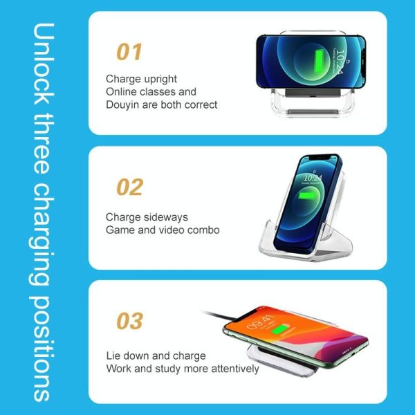 10W 3 In 1 Vertical Wireless Charger - Blue - Image 5