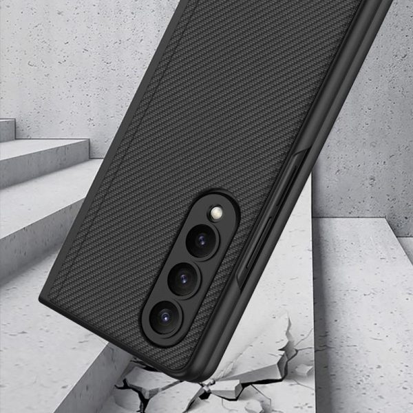 Foldable Leather Case with Stand for Samsung Galaxy z Fold 4 - Ultra Thin - Carbon Fiber - Image 7