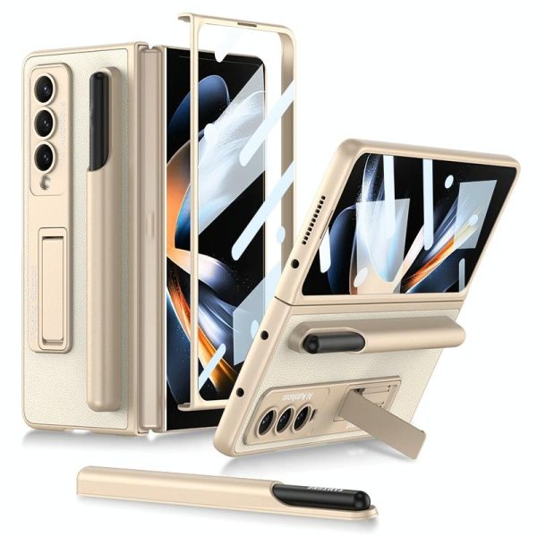 Leather Case with Holder & Pen Slots for Samsung Galaxy z Fold 4 - Thin & Shockproof - Dark Night Green - Image 12