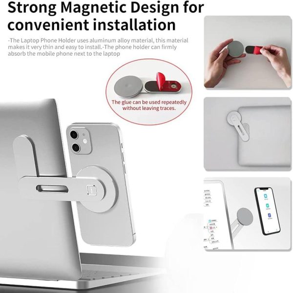 Aluminum Magnetic Phone Stand for Laptop Expansion - Blue - Image 5