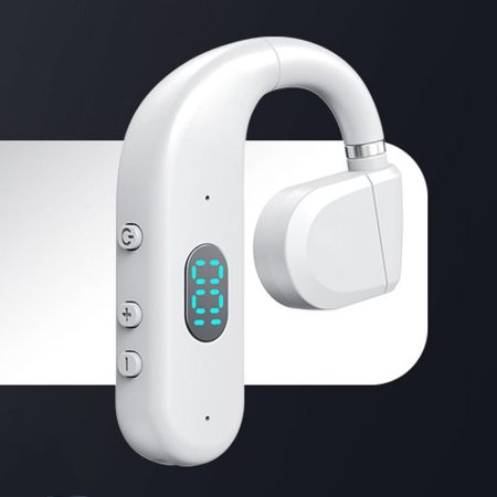 Wireless Bluetooth Headphone with Digital Display - Black - White