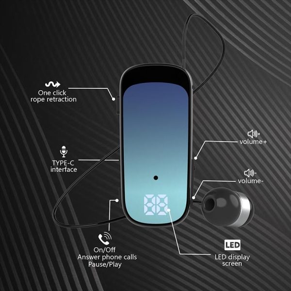 K65 Wireless Business Earbuds - Retractable Cable - Blue - Image 4