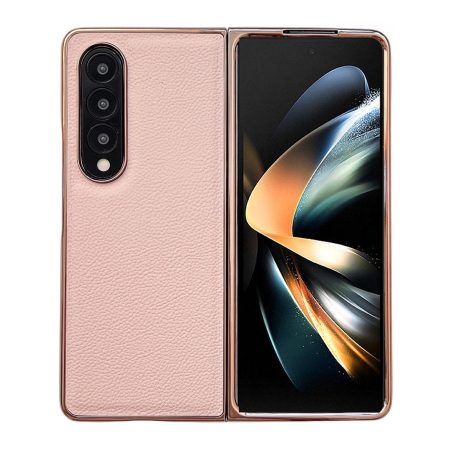 Skyline Series Nano Electroplating Pu Case for Samsung Galaxy z Fold 4 - Pink Gold