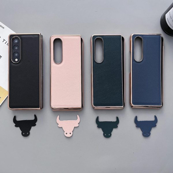 Skyline Series Nano Electroplating Pu Case for Samsung Galaxy z Fold 4 - Pink Gold - Image 7