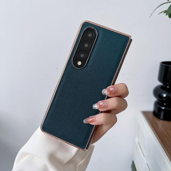 Skyline Series Nano Electroplating Pu Case for Samsung Galaxy z Fold 4 - Pink Gold - Image 10