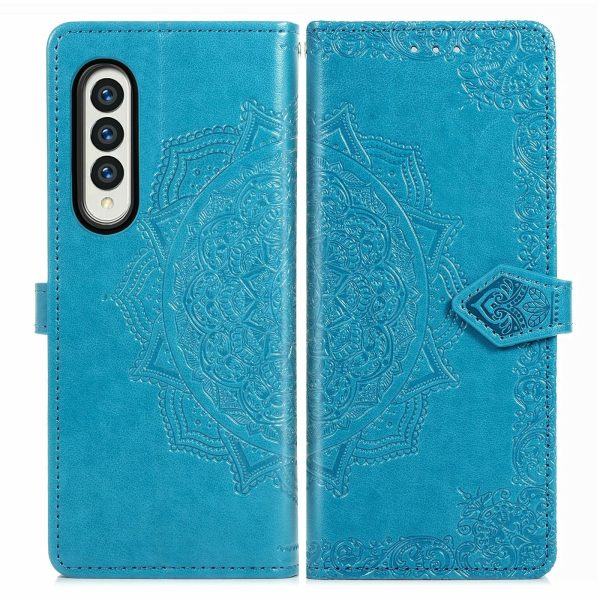 Embossed Mandala Leather Phone Case for Samsung Galaxy z Fold 4 - Rose Gold - Image 3