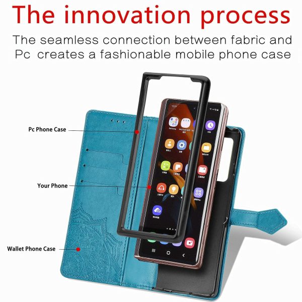 Embossed Mandala Leather Phone Case for Samsung Galaxy z Fold 4 - Rose Gold - Image 6