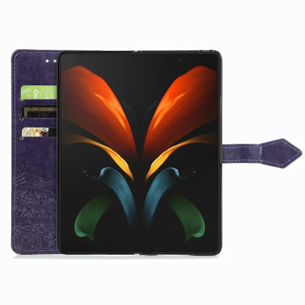 Embossed Mandala Leather Phone Case for Samsung Galaxy z Fold 4 - Rose Gold - Image 10