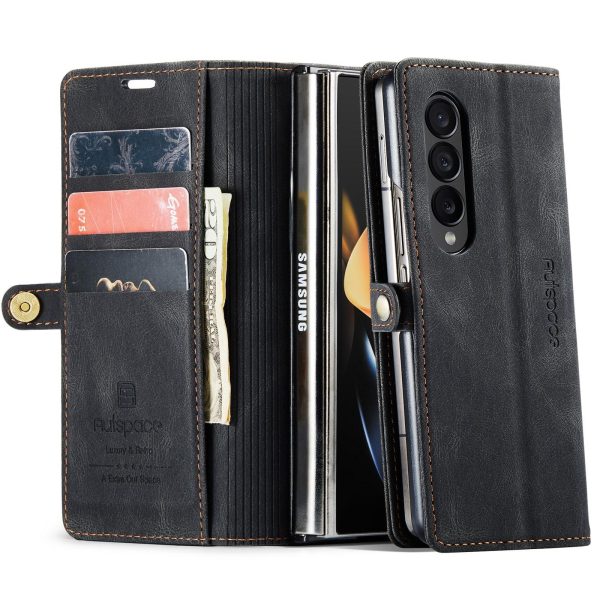 Vintage Rfid Leather Phone Case for Samsung Galaxy z Fold 4 - Coffee - Image 7